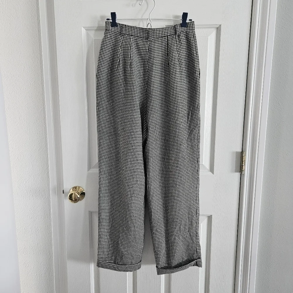 Vintage Talbots 100% Wool Houndstooth High Waisted Trousers